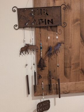 RUSTIC METAL "OUR CABIN" WIND CHIME